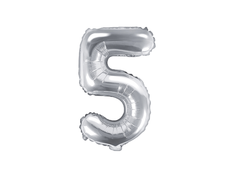 FB10M-5-018_01_S.jpg Balons cipars ''5'', 35cm, sudraba - Image 1