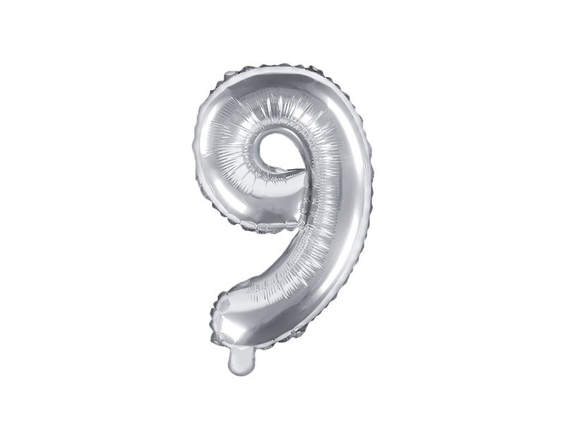 FB10M-9-018_01_S.jpg Balons cipars ''9'', 35cm, sudraba - Image 1