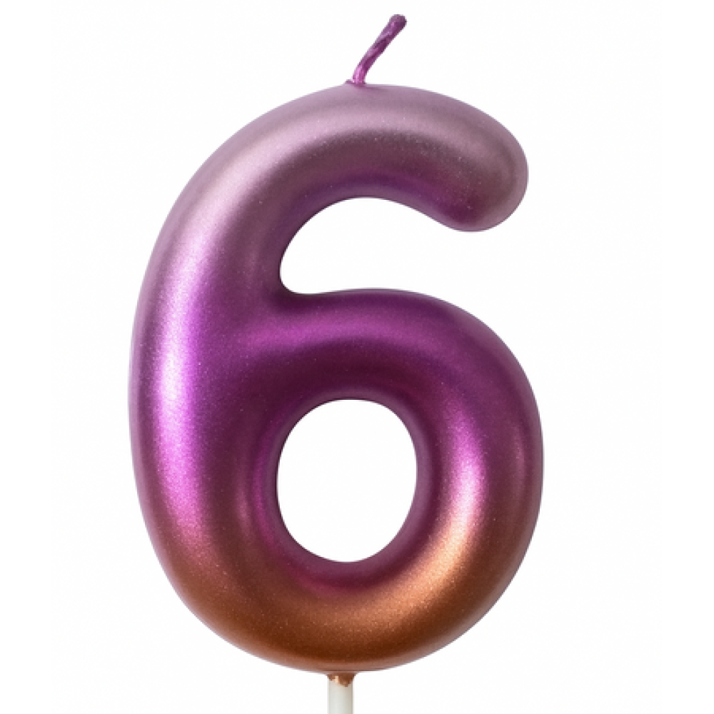 eng_pm_Birthday-candle-number-6-rainbow-metallic-6442_1_S_1000x1000.jpg Svecīte Cipars 6 rozā metālisks - Image 1