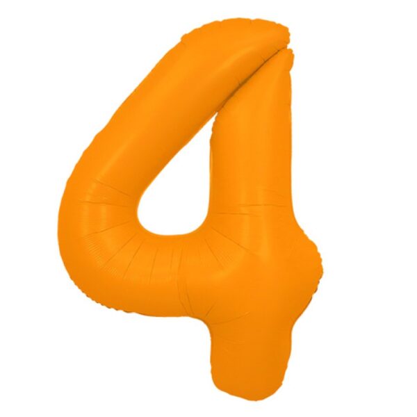 Balons Cipars "4", 100 cm, orange neon