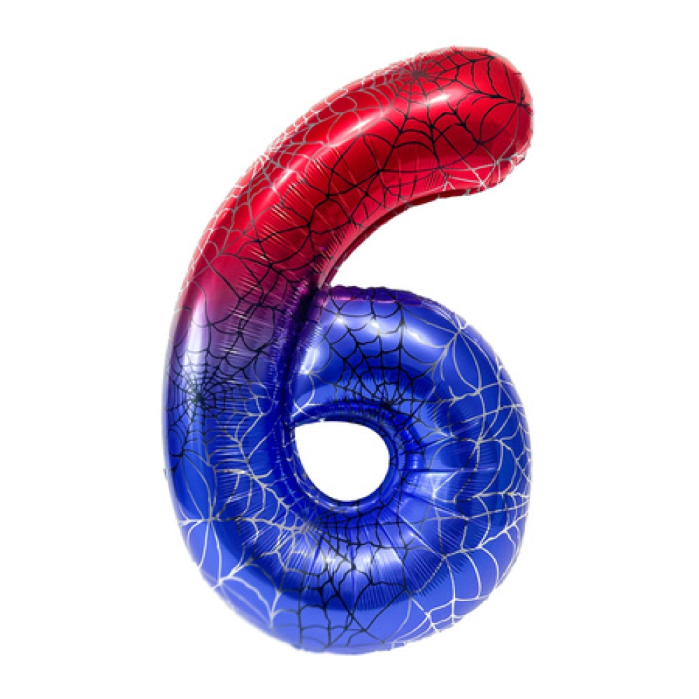 eng_pm_Foil-Balloon-Number-6-Spider-Red-Blue-100cm-6171_2_1000x1000.jpg Balons Cipars "6", 100 cm, red blue - Image 1